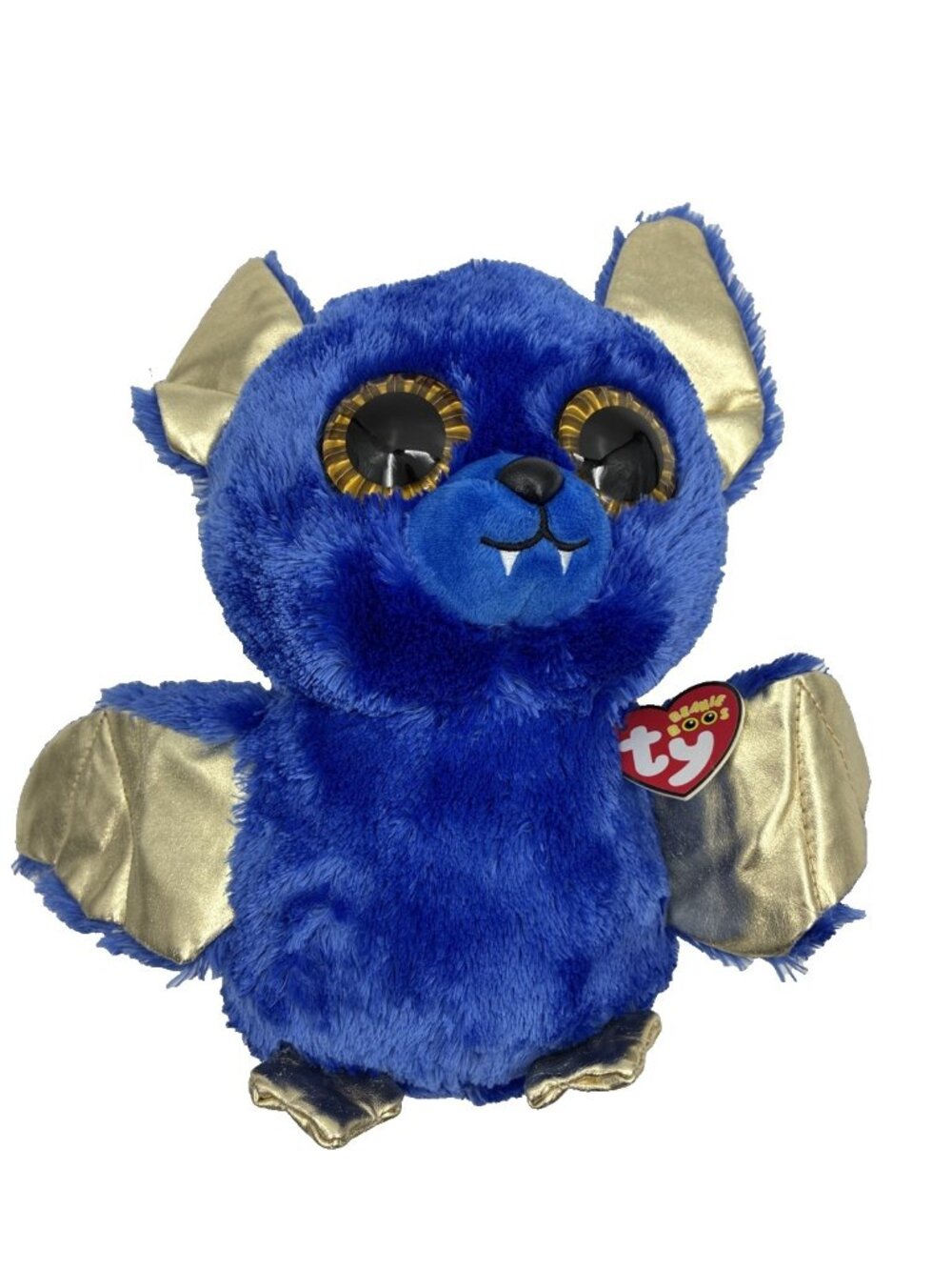 Ty Beanie Boos Ozzy Blue Bat Plush Stuffed Animal Gold Wings Halloween Toy